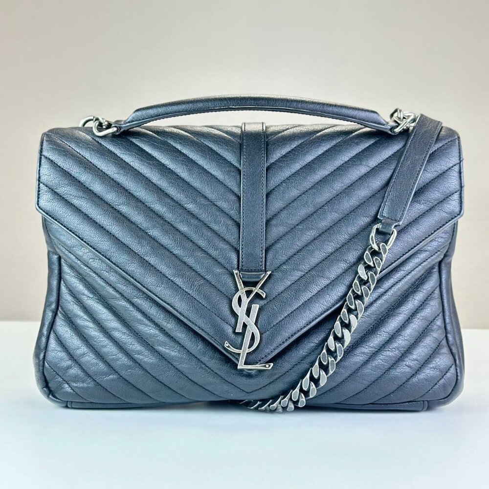 Yves Saint Laurent Black Leather Large College Shoulder Bag Crossbody